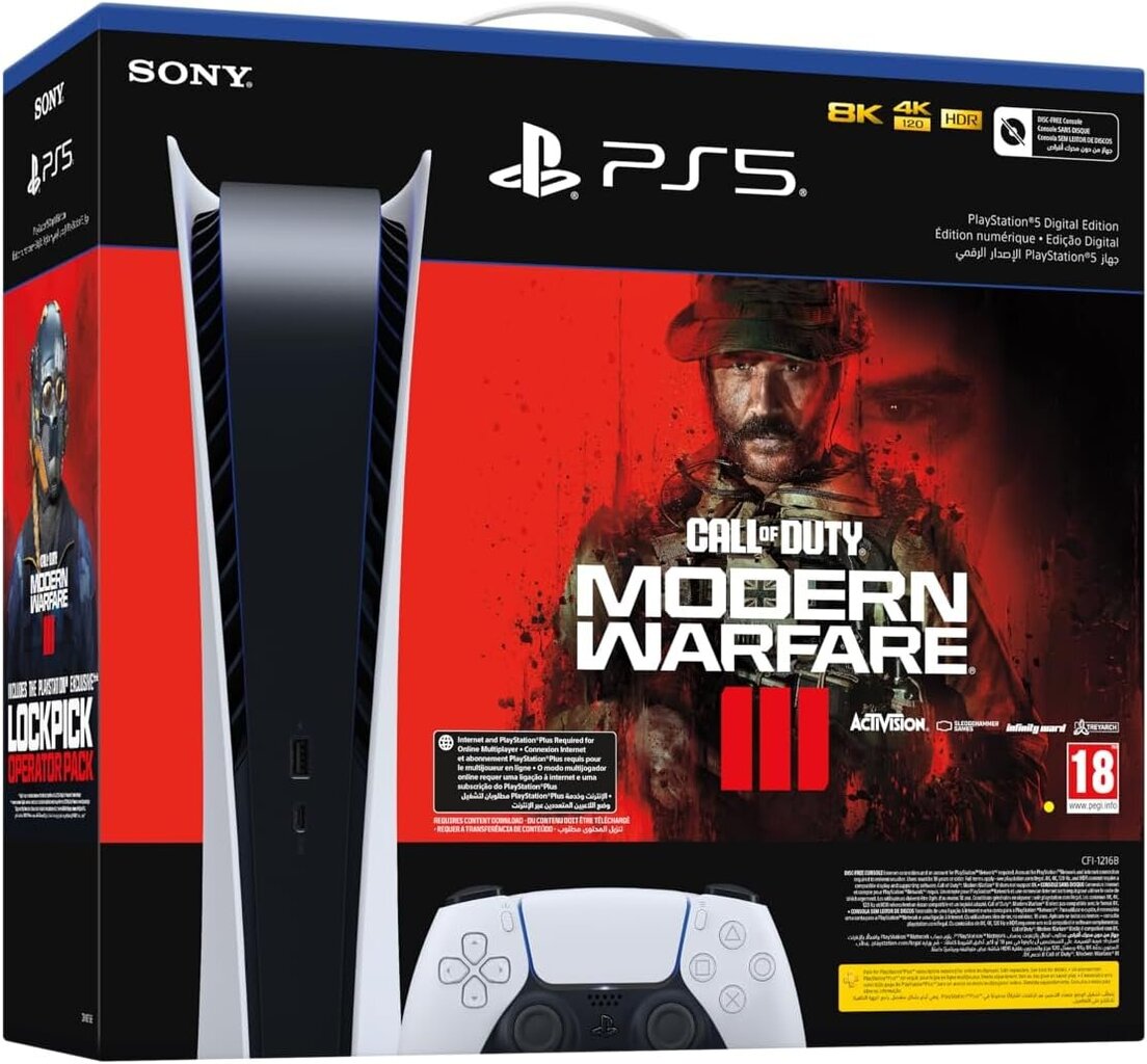 PlayStation 5 825 GB Digital Edition + Call of Duty Modern Warfare III hinta ja tiedot | Pelikonsolit | hobbyhall.fi