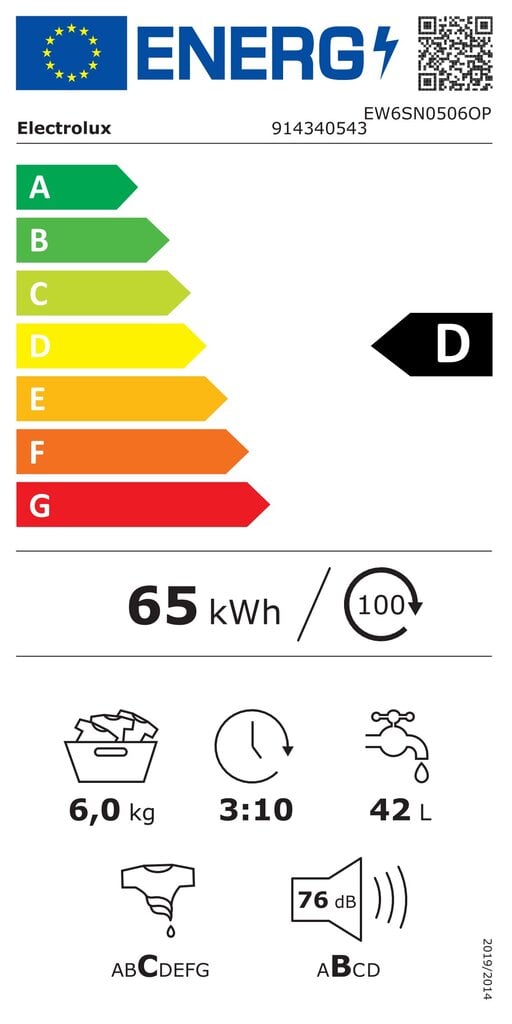 Electrolux EW6SN0506OP hinta ja tiedot | Pyykinpesukoneet | hobbyhall.fi