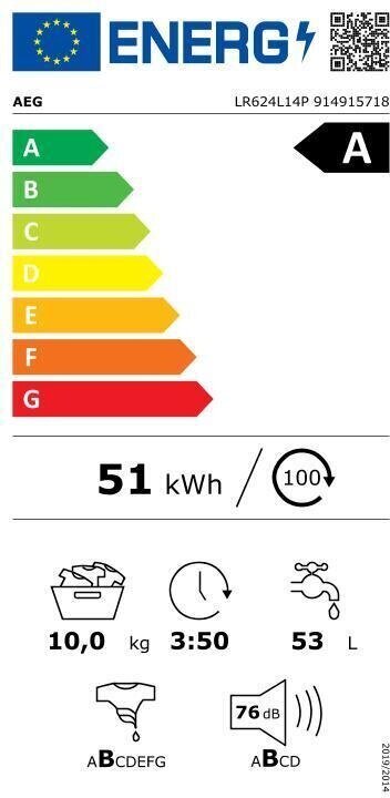 AEG LR624L14P hinta ja tiedot | Pyykinpesukoneet | hobbyhall.fi