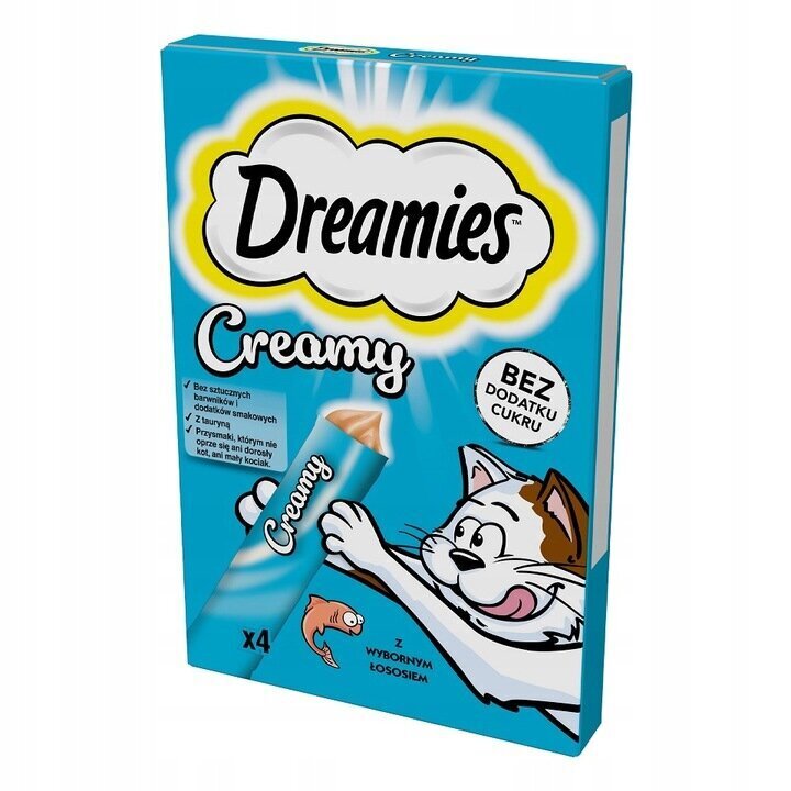 Dreamies Creamy kissanruoka lohella, 44x10 g hinta ja tiedot | Kissan herkut | hobbyhall.fi