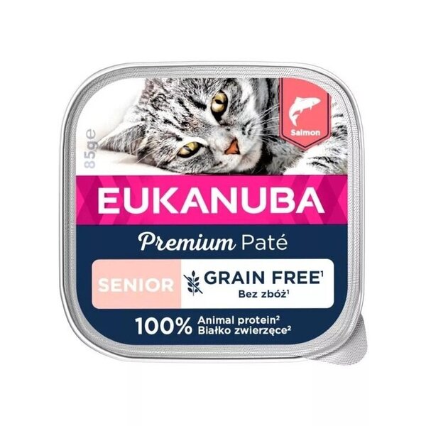 Eukanuba Grain Free Senior lohella, vanhemmille kissoille, 10 kg