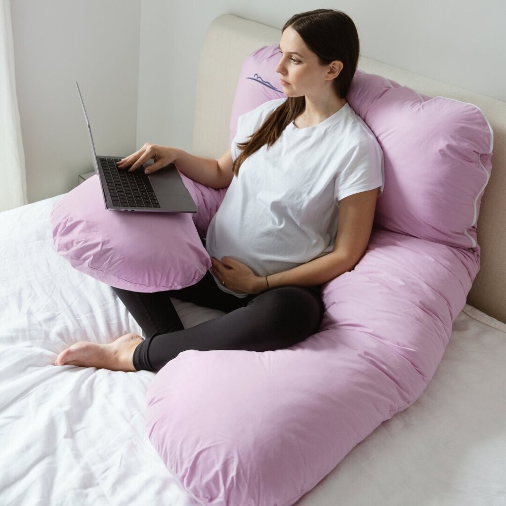 U-muotoinen nukkumis- ja ruokintatyyny raskaana oleville naisille, vaaleanpunainen, 100x150cm hinta ja tiedot | Imetystyynyt | hobbyhall.fi