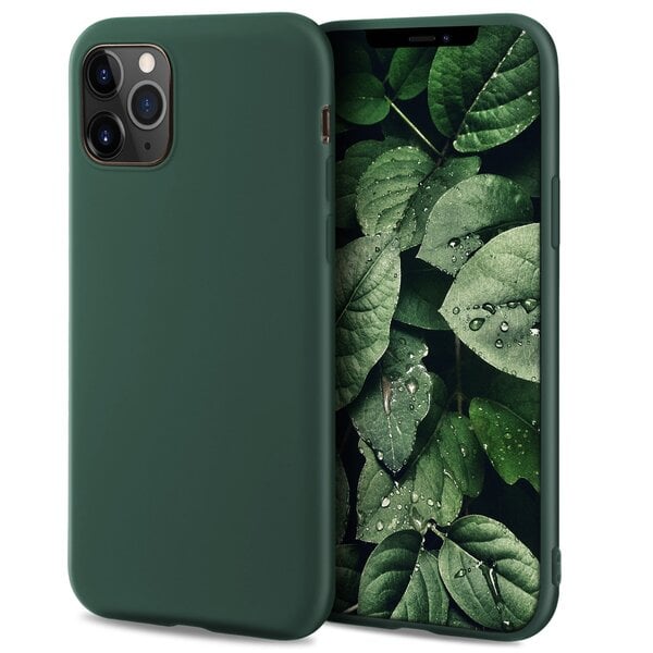 Moozy Minimalist -sarjan silikonikotelo iPhone 11 Pro Maxille, Midnight Green