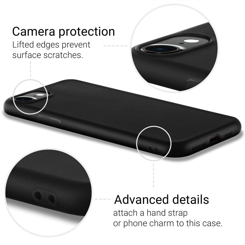 Moozy Minimalist -sarjan silikonikotelo iPhone SE 2020:lle, iPhone 8:lle ja iPhone 7:lle, musta hinta ja tiedot | Puhelimen kuoret ja kotelot | hobbyhall.fi