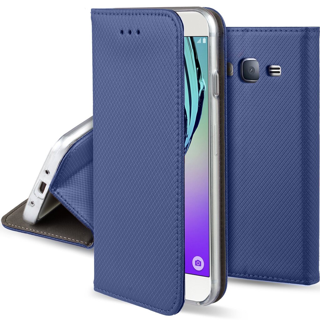 Moozy Case Flip Cover Samsung J3 2016 -puhelimelle, tummansininen hinta ja tiedot | Puhelimen kuoret ja kotelot | hobbyhall.fi