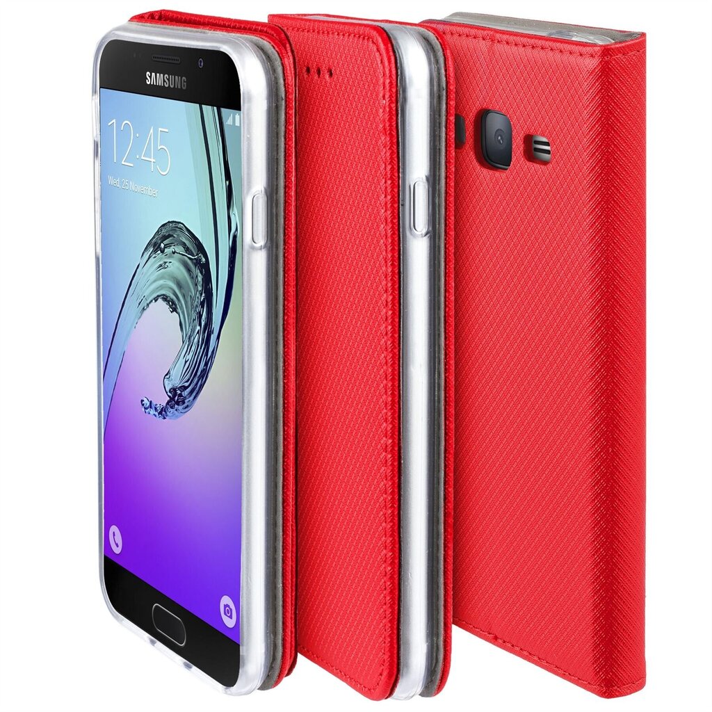 Moozy Case Flip Cover Samsung J3 2016 -puhelimelle, punainen hinta ja tiedot | Puhelimen kuoret ja kotelot | hobbyhall.fi