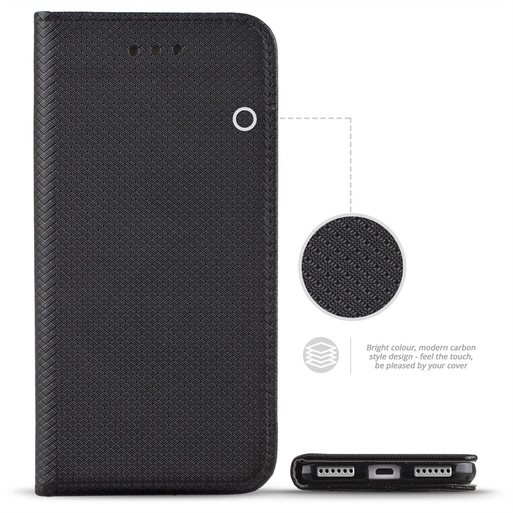 Moozy Case Flip Cover -suojus Huawei Y6 2019:lle, musta hinta ja tiedot | Puhelimen kuoret ja kotelot | hobbyhall.fi