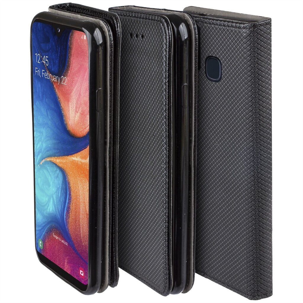 Moozy Case Flip Cover Samsung A20e:lle, musta hinta ja tiedot | Puhelimen kuoret ja kotelot | hobbyhall.fi