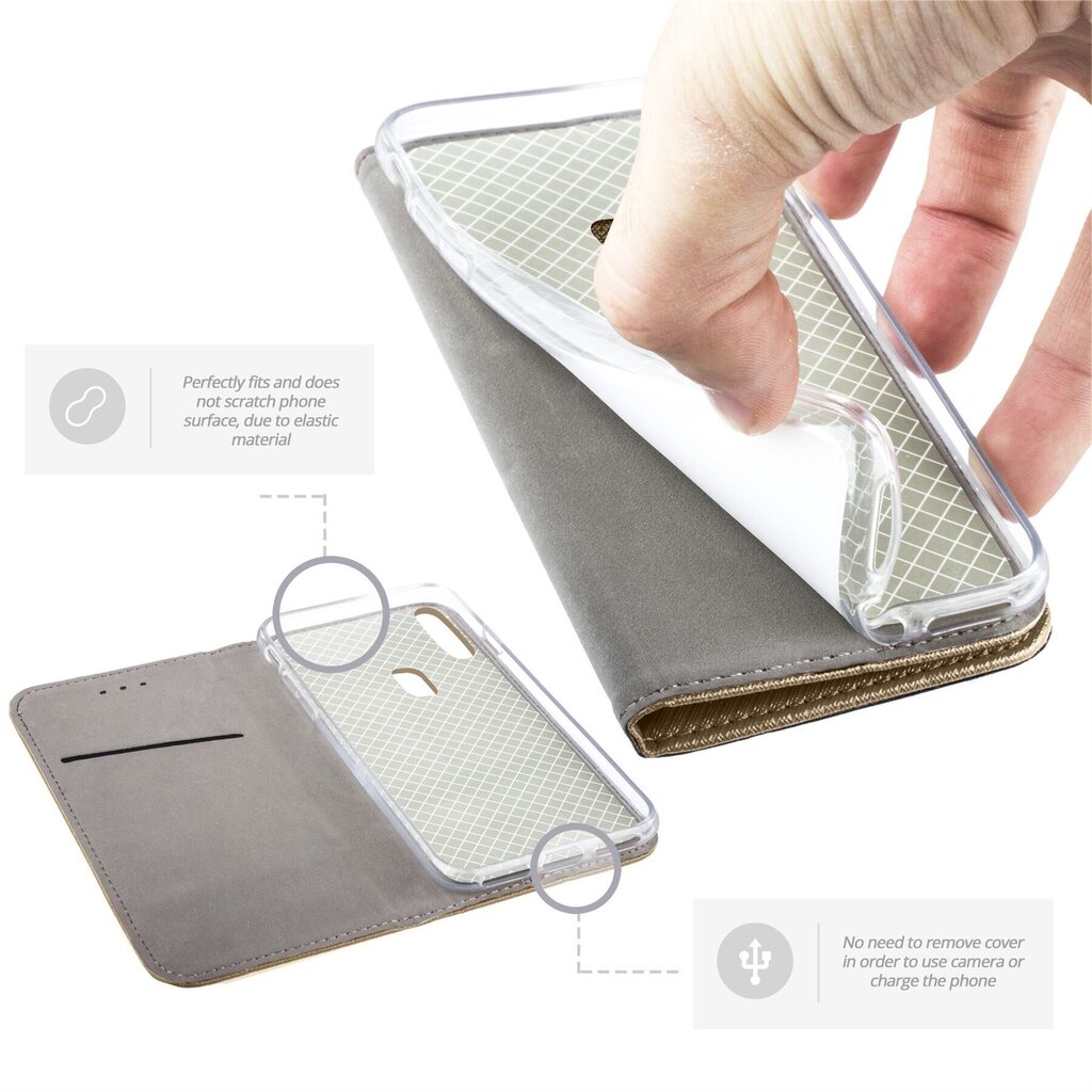 Moozy Case Flip Cover Samsung A20e -puhelimelle, kulta hinta ja tiedot | Puhelimen kuoret ja kotelot | hobbyhall.fi