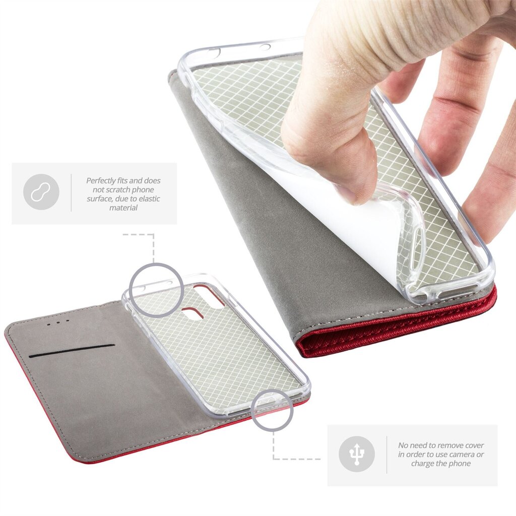 Moozy Case Flip Cover Samsung A20e:lle, punainen hinta ja tiedot | Puhelimen kuoret ja kotelot | hobbyhall.fi