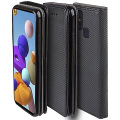 Moozy Case Flip Cover Samsung A21s:lle, musta hinta ja tiedot | Puhelimen kuoret ja kotelot | hobbyhall.fi