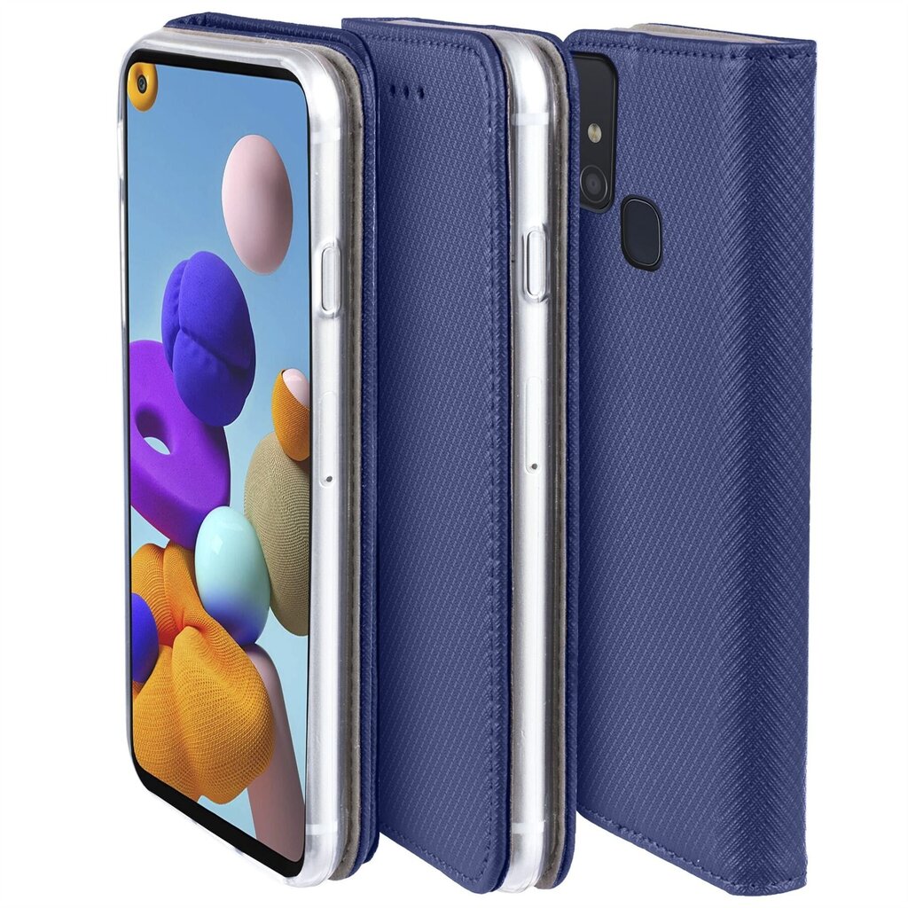 Moozy Case Flip Cover Samsung A21s:lle, Tummansininen hinta ja tiedot | Puhelimen kuoret ja kotelot | hobbyhall.fi
