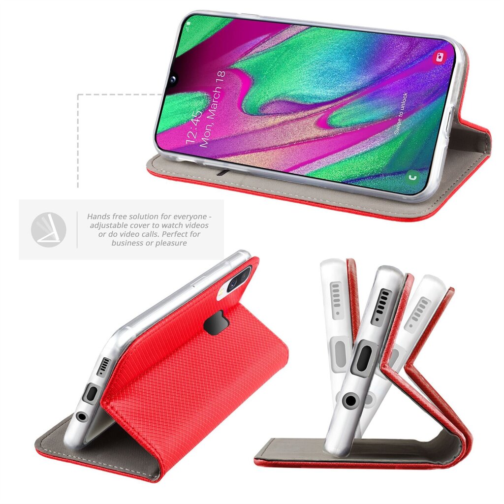 Moozy Case Flip Cover Samsung A40:lle, punainen hinta ja tiedot | Puhelimen kuoret ja kotelot | hobbyhall.fi