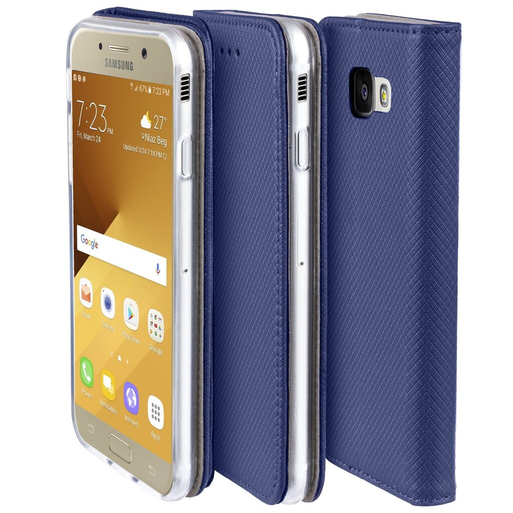 Moozy Case Flip Cover Samsung A5 2017 -puhelimelle, tummansininen hinta ja tiedot | Puhelimen kuoret ja kotelot | hobbyhall.fi