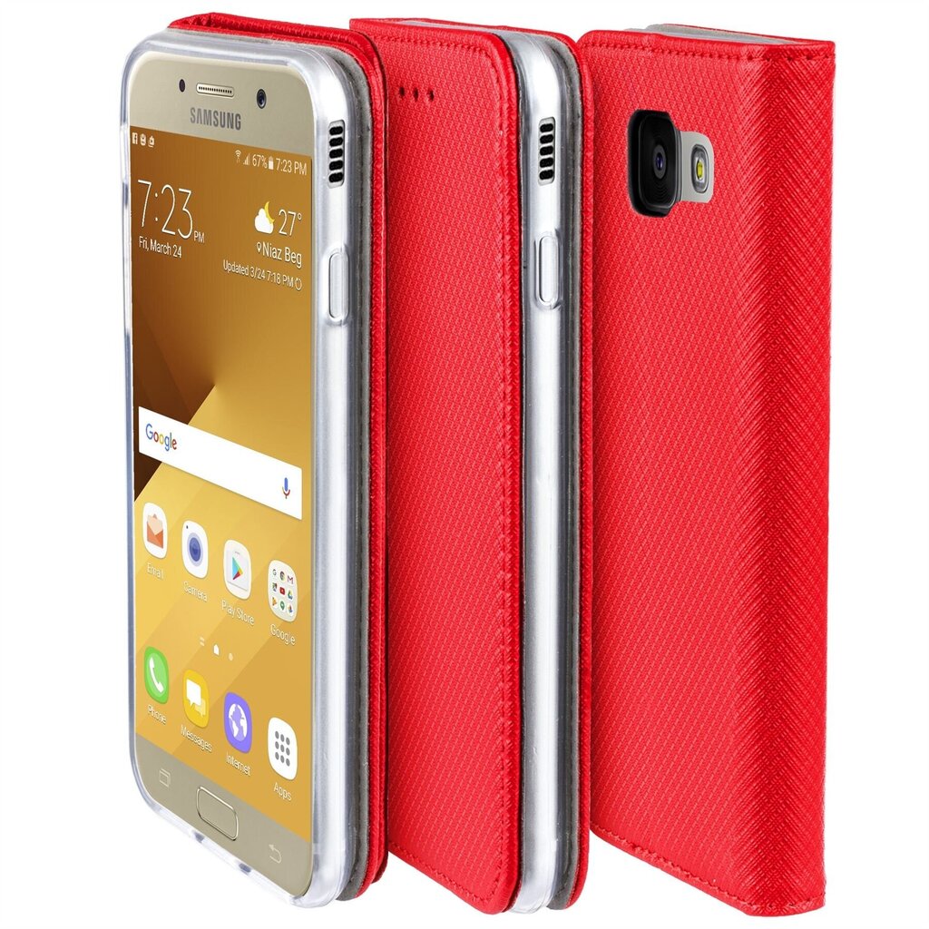 Moozy Case Flip Cover Samsung A5 2017 -puhelimelle, punainen hinta ja tiedot | Puhelimen kuoret ja kotelot | hobbyhall.fi