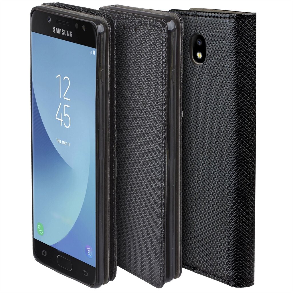 Moozy Case Flip Cover Samsung J3 2017 -puhelimelle, musta hinta ja tiedot | Puhelimen kuoret ja kotelot | hobbyhall.fi