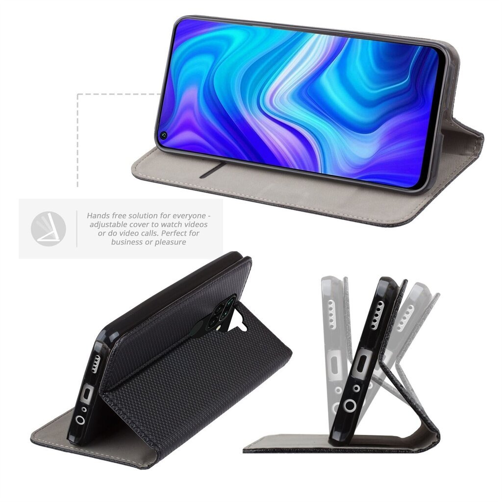 Moozy Case Flip Cover Xiaomi Redmi Note 9:lle, musta hinta ja tiedot | Puhelimen kuoret ja kotelot | hobbyhall.fi