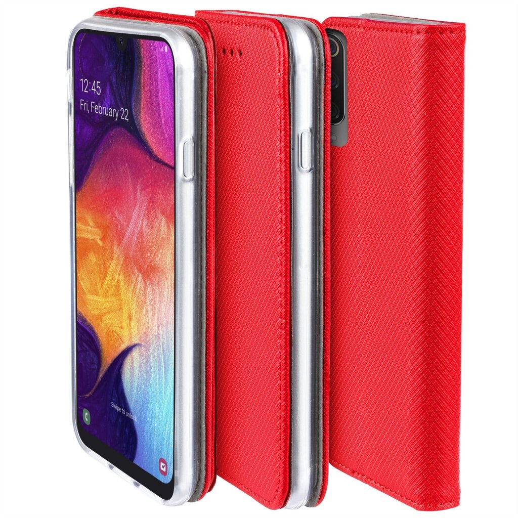 Moozy Case Flip Cover Samsung A50:lle, punainen hinta ja tiedot | Puhelimen kuoret ja kotelot | hobbyhall.fi