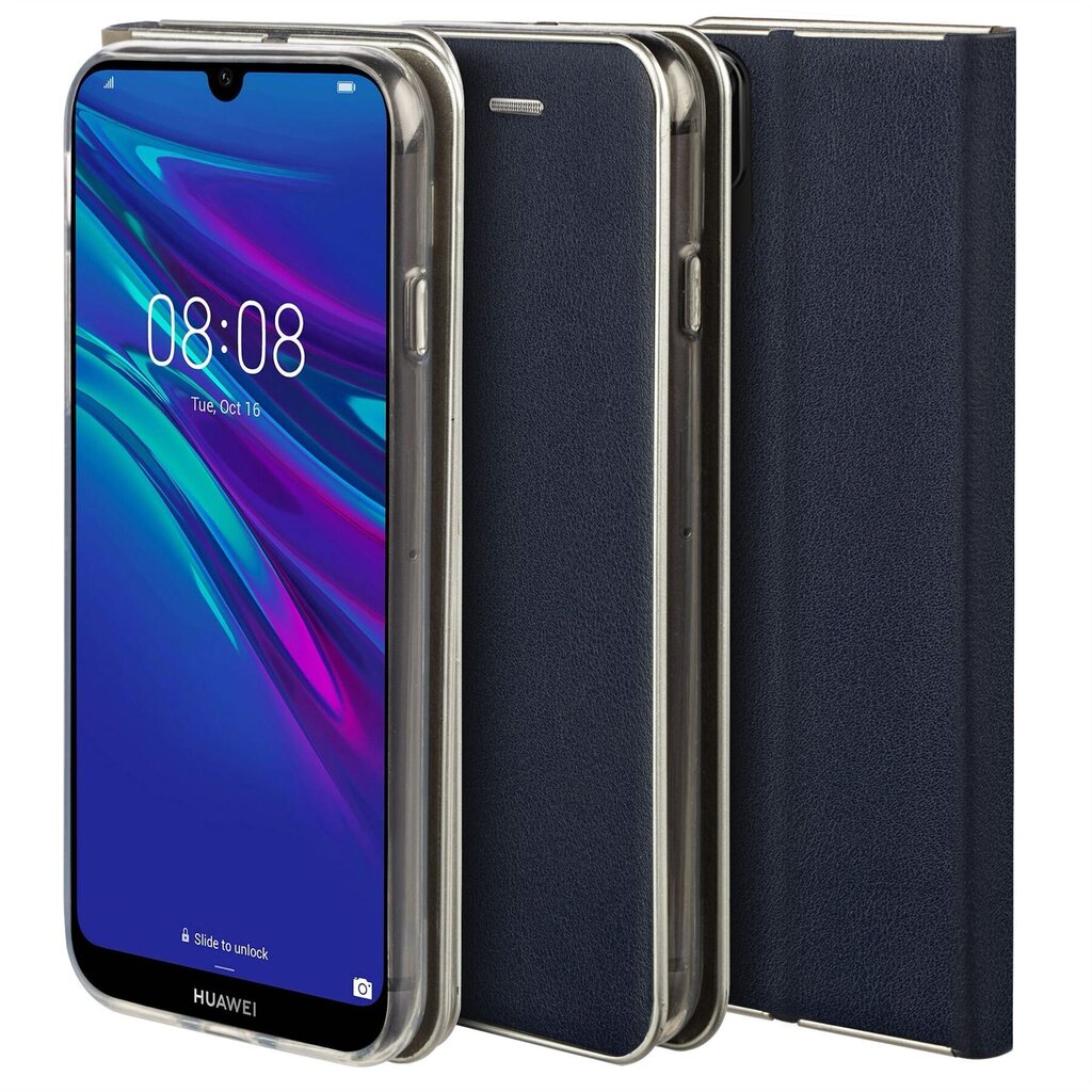 Moozy lompakkokotelo Huawei Y6 2019 -puhelimelle, tummansininen hiili hinta ja tiedot | Puhelimen kuoret ja kotelot | hobbyhall.fi