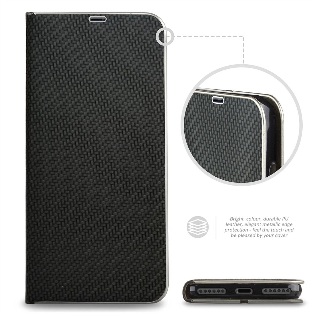 Moozy Wallet Case iPhone 12 minille, Black Carbon hinta ja tiedot | Puhelimen kuoret ja kotelot | hobbyhall.fi