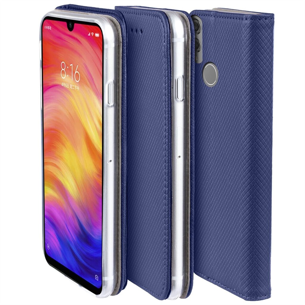 Moozy Case Flip Cover Xiaomi Redmi Note 7, Redmi Note 7 Pro, Tummansininen hinta ja tiedot | Puhelimen kuoret ja kotelot | hobbyhall.fi