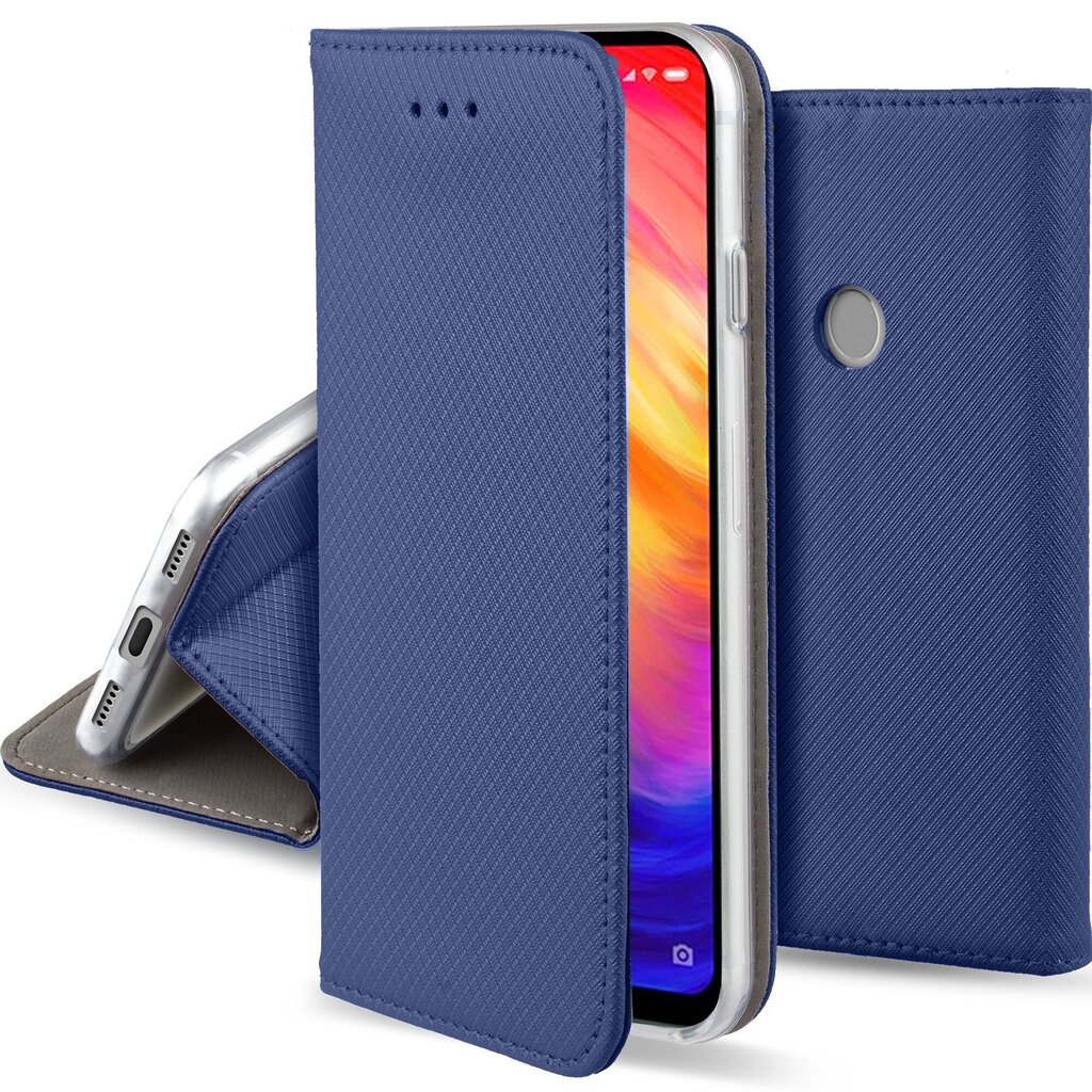 Moozy Case Flip Cover Xiaomi Redmi Note 7, Redmi Note 7 Pro, Tummansininen hinta ja tiedot | Puhelimen kuoret ja kotelot | hobbyhall.fi