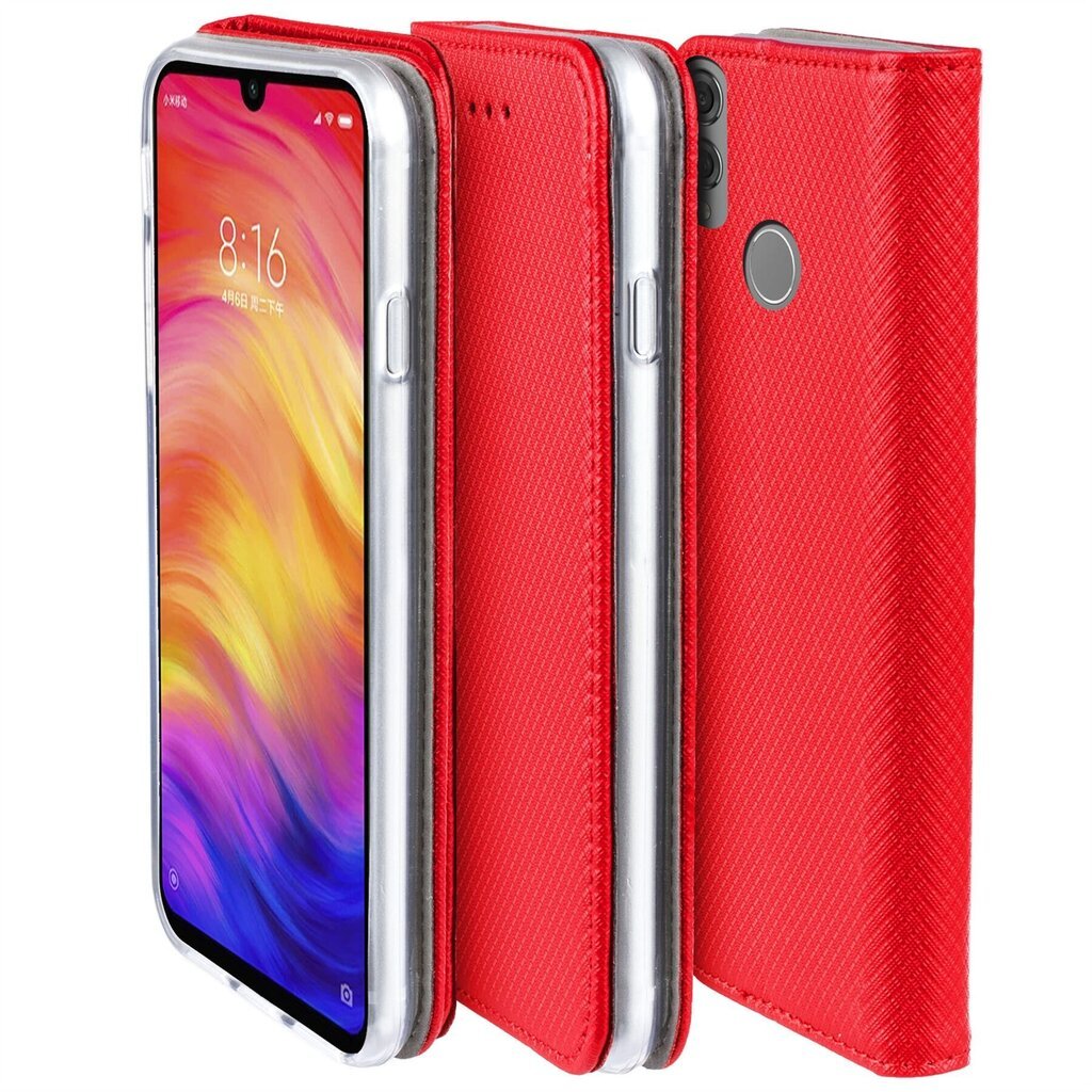 Moozy Case Flip Cover Xiaomi Redmi Note 7:lle, Redmi Note 7 Prolle, Punainen hinta ja tiedot | Puhelimen kuoret ja kotelot | hobbyhall.fi