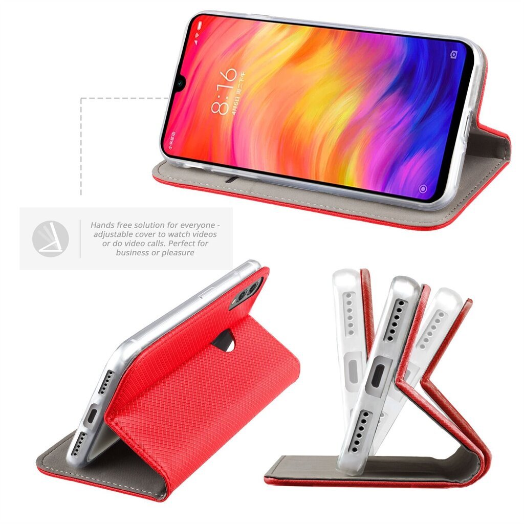 Moozy Case Flip Cover Xiaomi Redmi Note 7:lle, Redmi Note 7 Prolle, Punainen hinta ja tiedot | Puhelimen kuoret ja kotelot | hobbyhall.fi