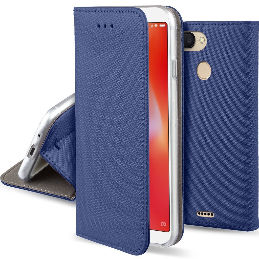 Moozy Case Flip Cover Xiaomi Redmi 6:lle, Tummansininen hinta ja tiedot | Puhelimen kuoret ja kotelot | hobbyhall.fi