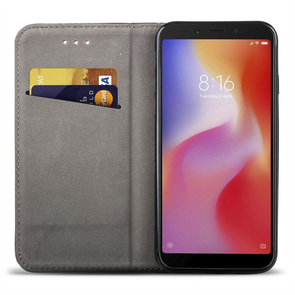 Moozy Case Flip Cover Xiaomi Redmi 6A:lle, musta hinta ja tiedot | Puhelimen kuoret ja kotelot | hobbyhall.fi