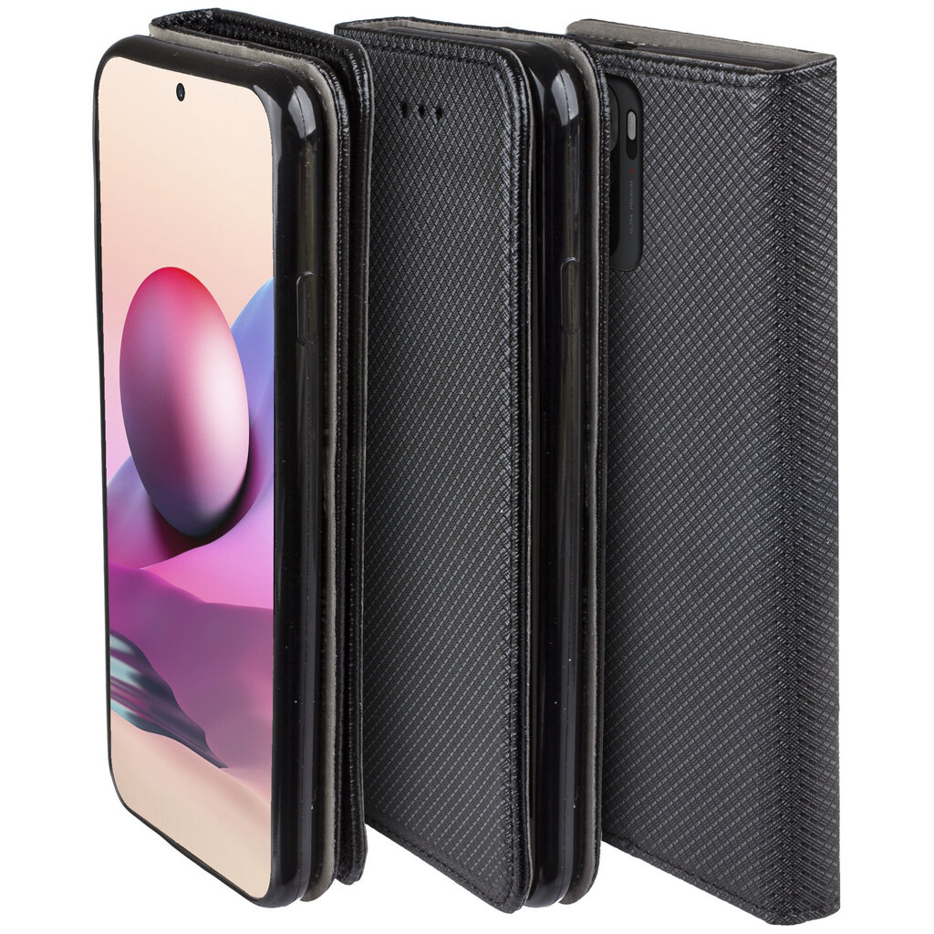 Moozy Case Flip Cover Xiaomi Redmi Note 10:lle ja Redmi Note 10S:lle, musta hinta ja tiedot | Puhelimen kuoret ja kotelot | hobbyhall.fi