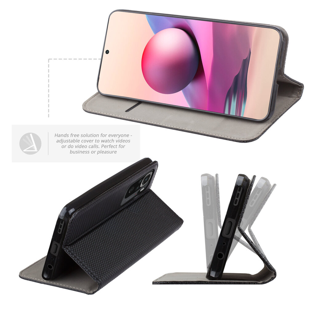 Moozy Case Flip Cover Xiaomi Redmi Note 10:lle ja Redmi Note 10S:lle, musta hinta ja tiedot | Puhelimen kuoret ja kotelot | hobbyhall.fi