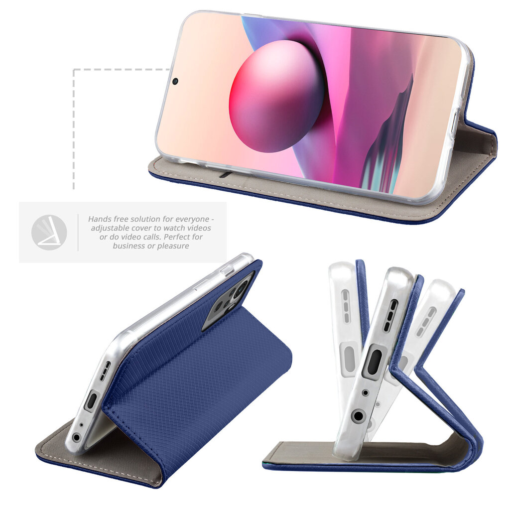 Moozy Case Flip Cover Xiaomi Redmi Note 10:lle ja Redmi Note 10S:lle, Tummansininen hinta ja tiedot | Puhelimen kuoret ja kotelot | hobbyhall.fi