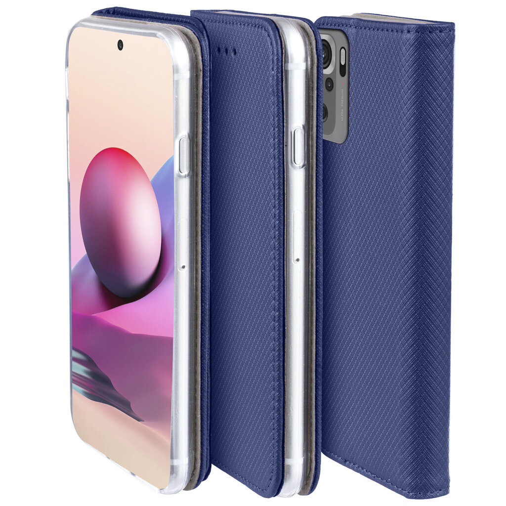 Moozy Case Flip Cover Xiaomi Redmi Note 10:lle ja Redmi Note 10S:lle, Tummansininen hinta ja tiedot | Puhelimen kuoret ja kotelot | hobbyhall.fi