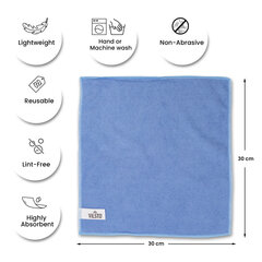 VILSTO Easy Clean Cloth -mikrokuituliina, 30x30 cm, 10 kpl, Sininen hinta ja tiedot | Siivoustarvikkeet | hobbyhall.fi