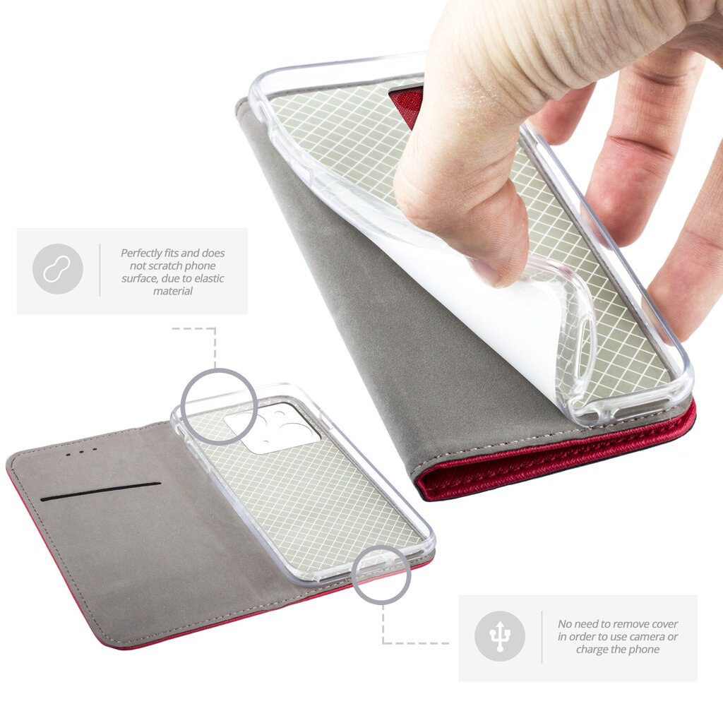 Moozy Case Flip Cover iPhone 13 Minille, punainen hinta ja tiedot | Puhelimen kuoret ja kotelot | hobbyhall.fi