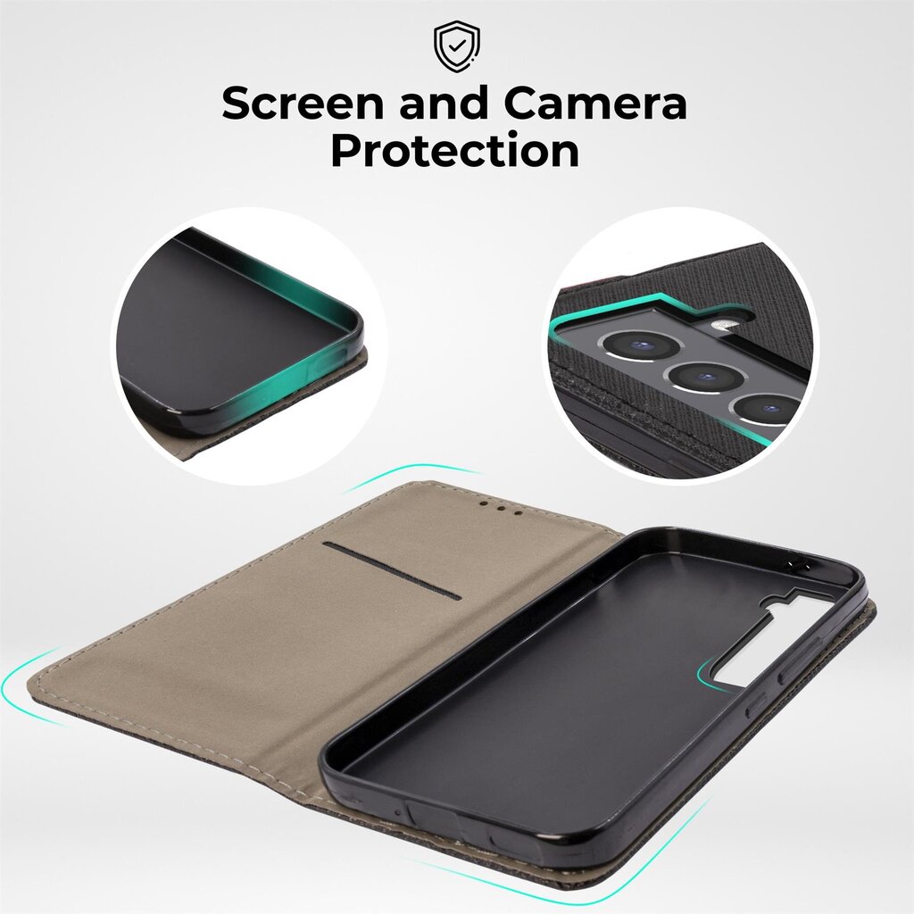 Moozy Case Flip Cover Samsung S22:lle, musta hinta ja tiedot | Puhelimen kuoret ja kotelot | hobbyhall.fi