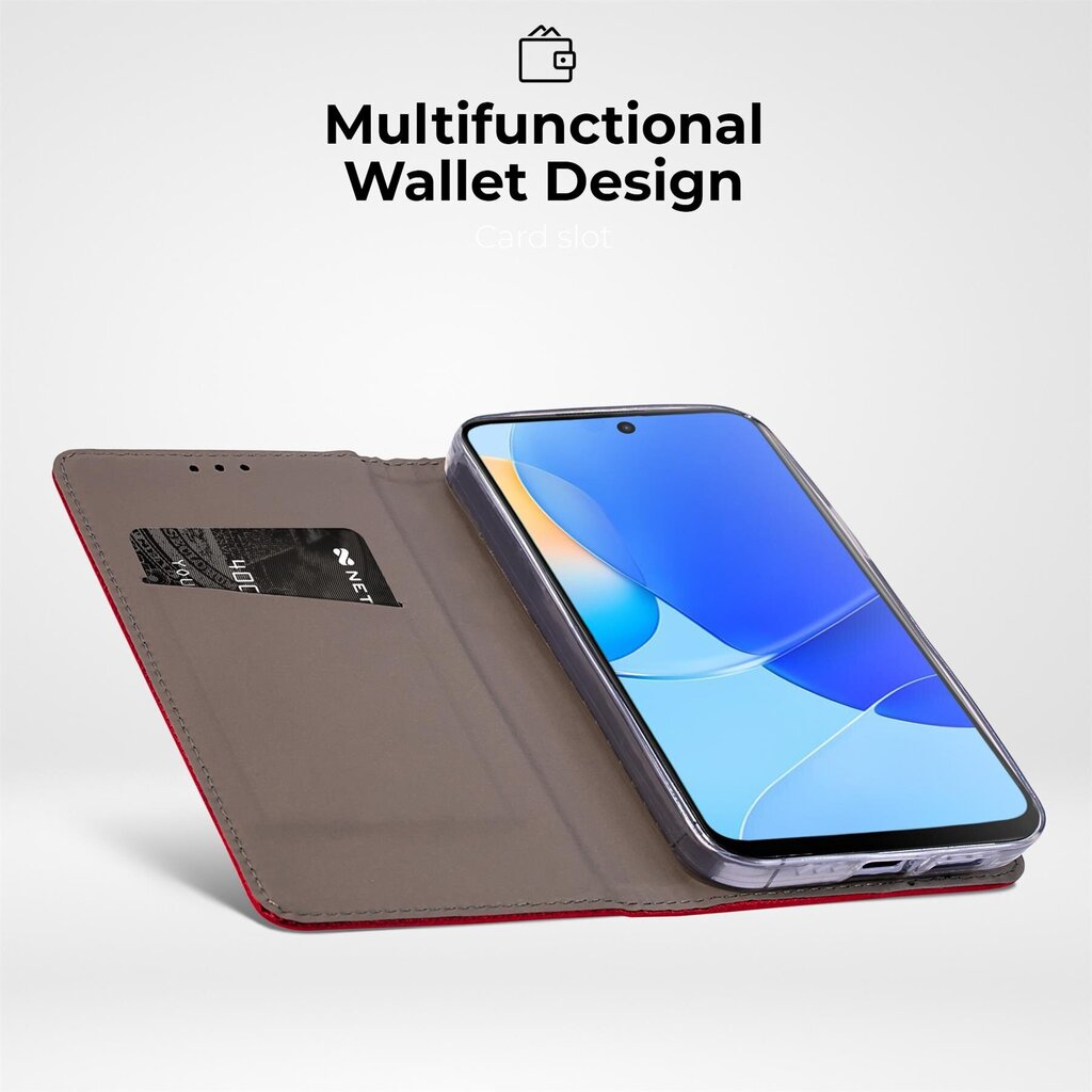 Moozy Case Flip Cover Xiaomi Redmi Note 11 Pro 5G/4G, punainen hinta ja tiedot | Puhelimen kuoret ja kotelot | hobbyhall.fi