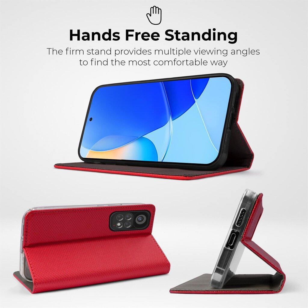 Moozy Case Flip Cover Xiaomi Redmi Note 11 Pro 5G/4G, punainen hinta ja tiedot | Puhelimen kuoret ja kotelot | hobbyhall.fi