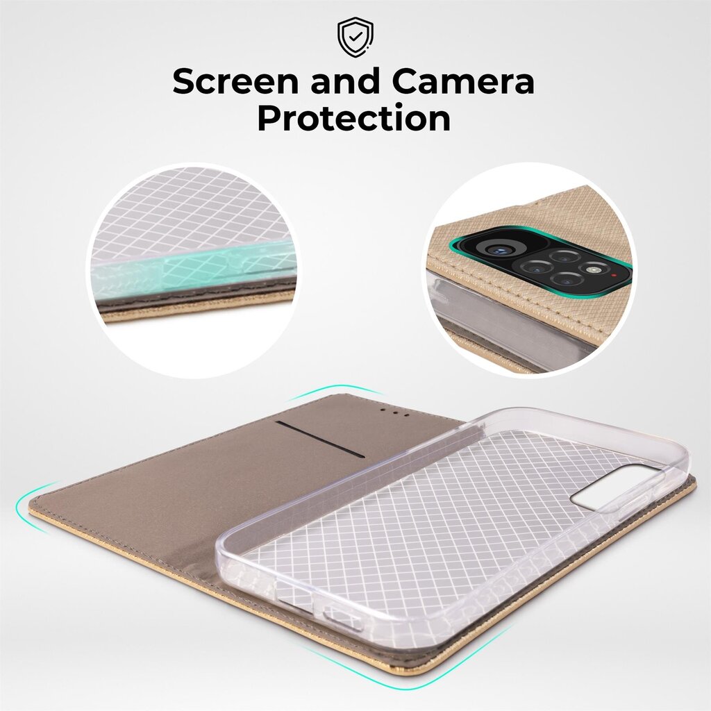 Moozy Case Flip Cover Xiaomi Redmi Note 11/11S:lle, kulta hinta ja tiedot | Puhelimen kuoret ja kotelot | hobbyhall.fi