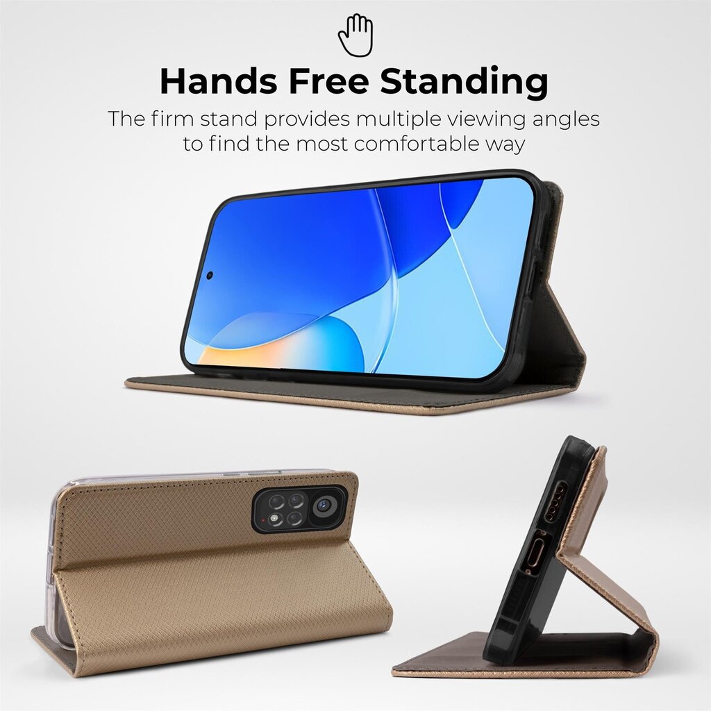 Moozy Case Flip Cover Xiaomi Redmi Note 11/11S:lle, kulta hinta ja tiedot | Puhelimen kuoret ja kotelot | hobbyhall.fi