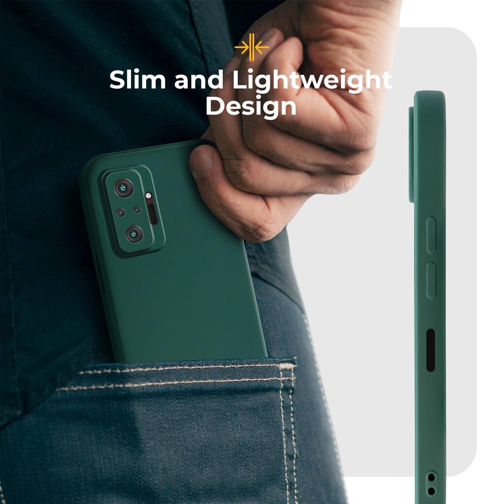Moozy Minimalist -sarjan silikonikotelo Xiaomi Redmi Note 10 Prolle ja Note 10 Pro Maxille, tummanvihreä hinta ja tiedot | Puhelimen kuoret ja kotelot | hobbyhall.fi