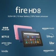 Amazon Fire HD 8 64GB 2022, black hinta ja tiedot | Tabletit | hobbyhall.fi