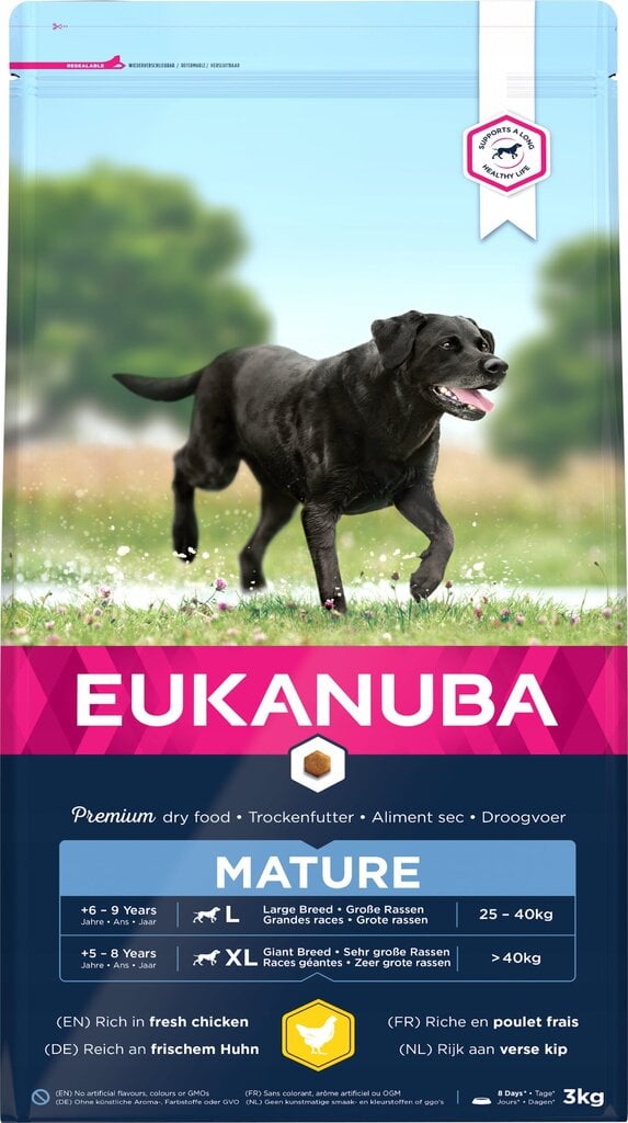Eukanuba Senior Large ravinto ylipainoisille koirille, kanaa, 3 kg hinta ja tiedot | Koiran kuivaruoka | hobbyhall.fi