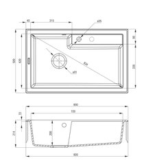 Graniittitiskiallas Deante Eridan ZQE G10B, grafiitti hinta ja tiedot | Keittiöaltaat | hobbyhall.fi