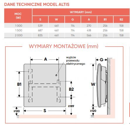 Sähkökonvektori 1000 W Ecoboost Atlantic Altis Wi-Fi hinta ja tiedot | Lämmittimet | hobbyhall.fi