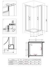 Neliskulmainen suihkukaappi Deante Funkia 80x80, 90x90cm, läpinäkyvä hinta ja tiedot | Suihkukaapit ja suihkunurkat | hobbyhall.fi