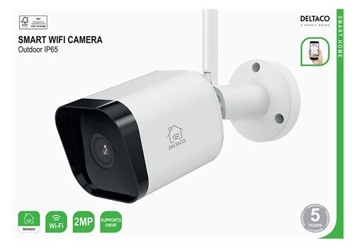 WiFi-kamera DELTACO SMART HOME ulkoinen IP65, 2MP, ONVIF, valkoinen/SH-IPC07 hinta ja tiedot | Valvontakamerat | hobbyhall.fi