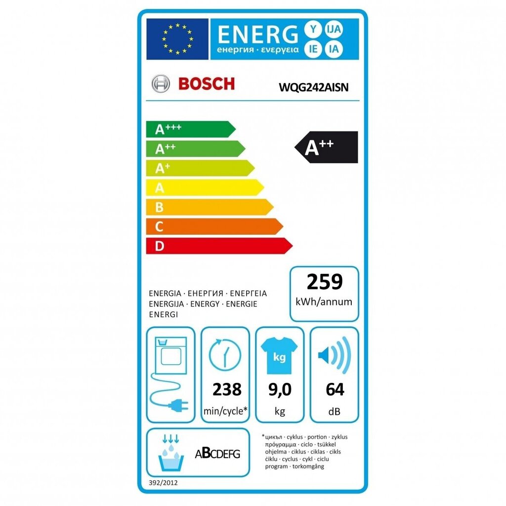 Bosch WQG242AISN hinta ja tiedot | Kuivausrummut | hobbyhall.fi