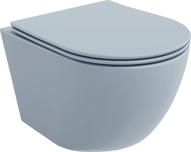 WC-istuin Mexen Lena Rimless Slim Duroplast hitaasti sulkeutuvalla kannella, Grey-blue mat